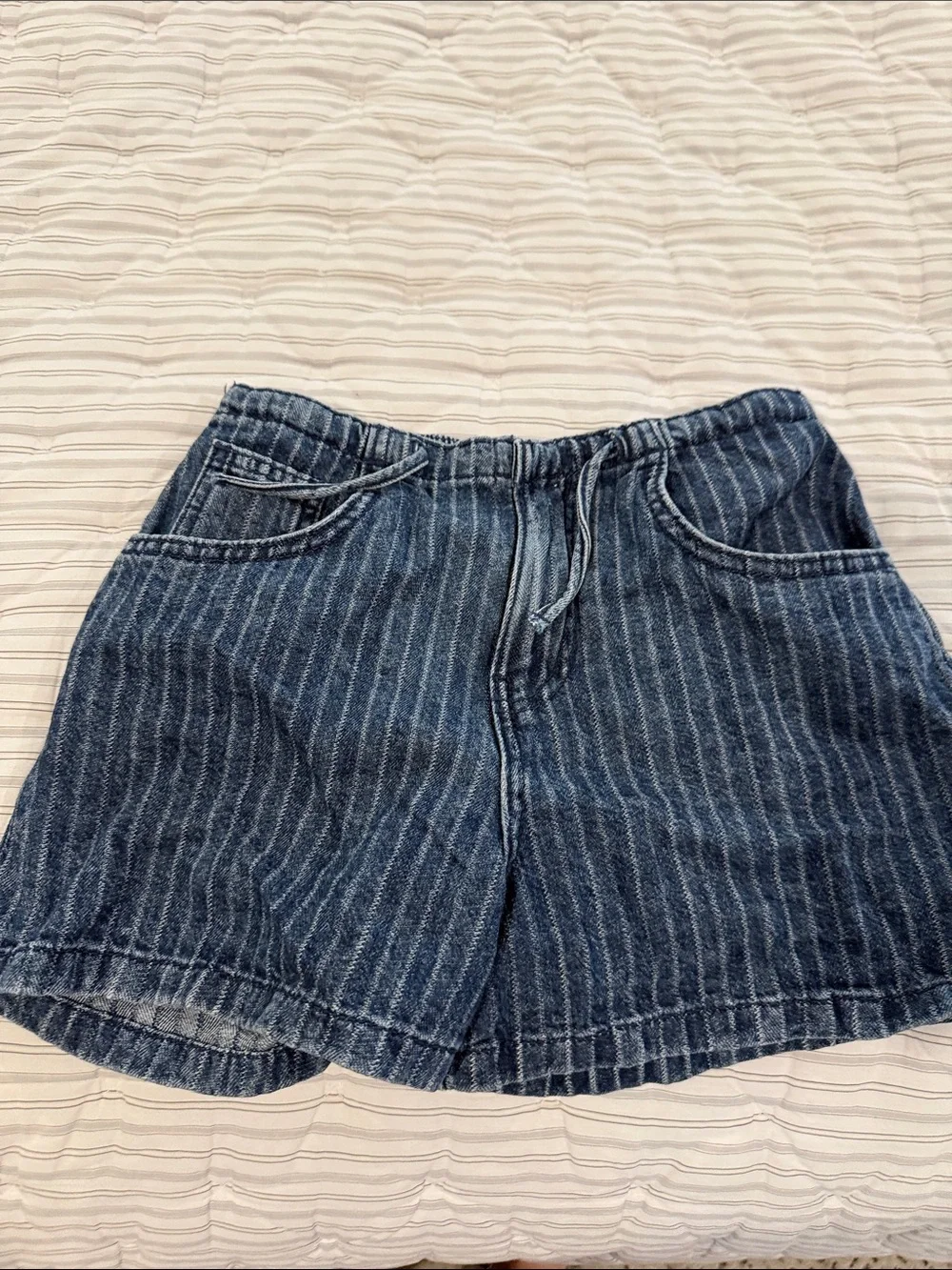 Zara Striped Denim Two-Piece Set in Blue
